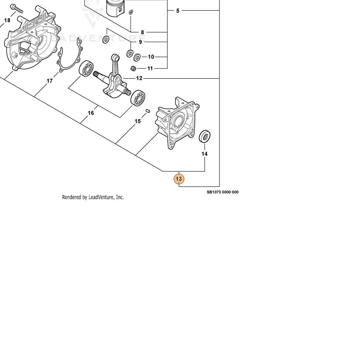 ECHO part P021006980 — IPL diagram snippet (6x zoom, amber highlight)