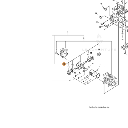 ECHO part P021007232 — IPL diagram snippet (6x zoom, amber highlight)