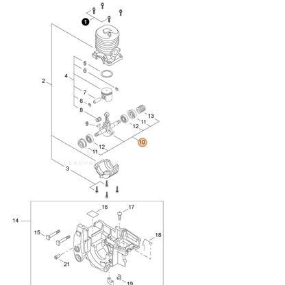ECHO part P021007242 — IPL diagram snippet (6x zoom, amber highlight)