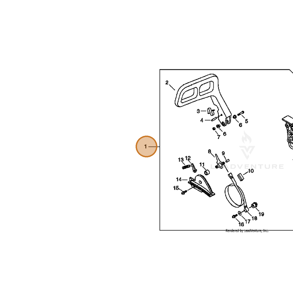 ECHO part P021007312 — IPL diagram snippet (6x zoom, amber highlight)