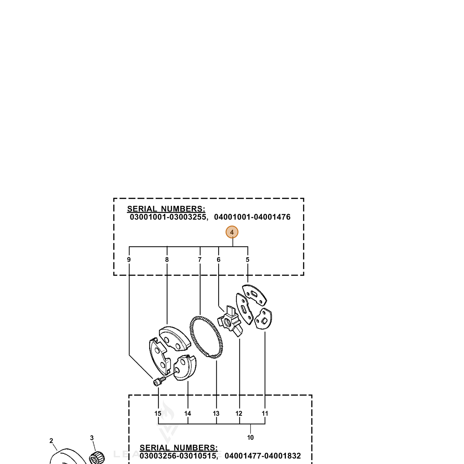 ECHO part P021008200 — IPL diagram snippet (6x zoom, amber highlight)