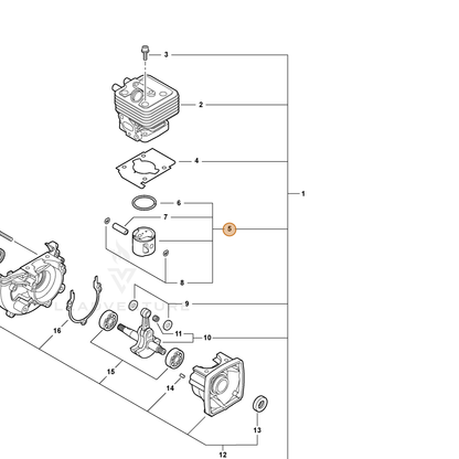 ECHO part P021008221 — IPL diagram snippet (6x zoom, amber highlight)