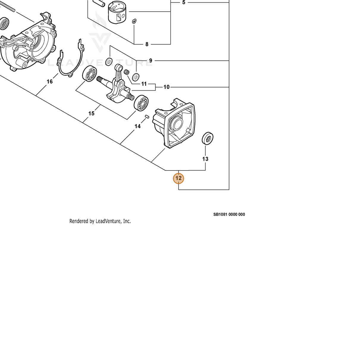 ECHO part P021008231 — IPL diagram snippet (6x zoom, amber highlight)
