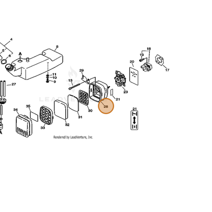 ECHO part P021008620 — IPL diagram snippet (6x zoom, amber highlight)