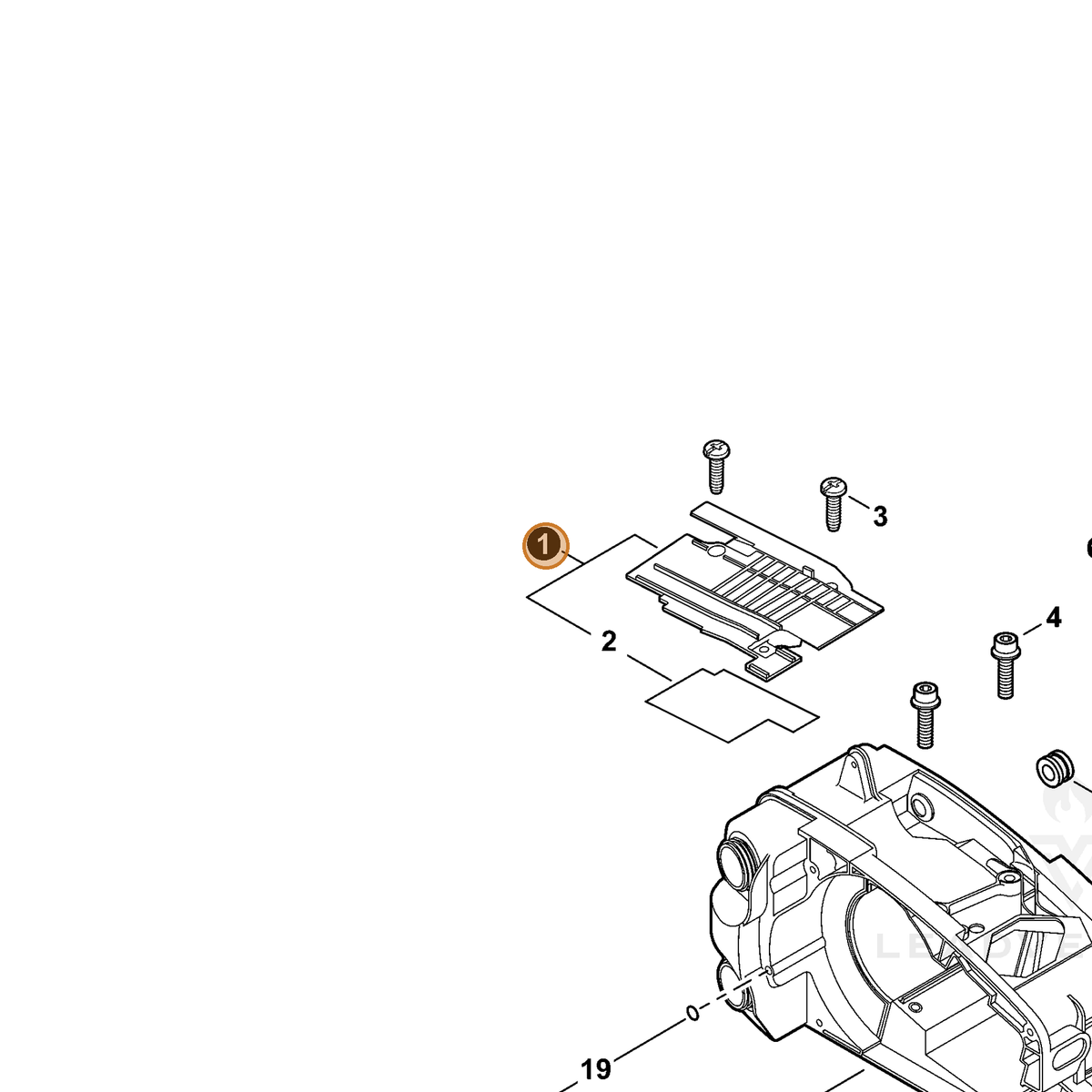ECHO part P021008741 — IPL diagram snippet (6x zoom, amber highlight)