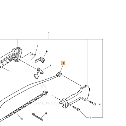 ECHO part P021008812 — IPL diagram snippet (6x zoom, amber highlight)