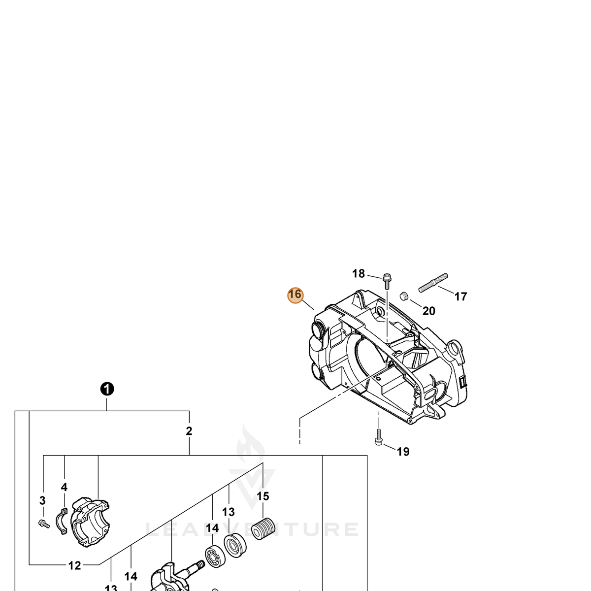 ECHO part P021008962 — IPL diagram snippet (6x zoom, amber highlight)