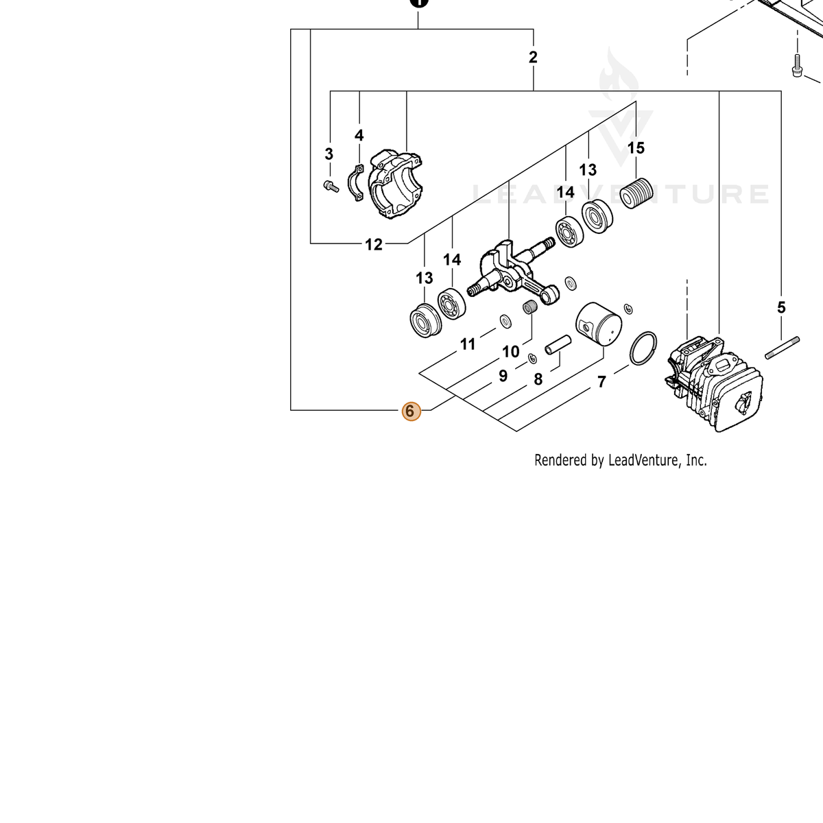 ECHO part P021009040 — IPL diagram snippet (6x zoom, amber highlight)