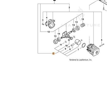ECHO part P021009040 — IPL diagram snippet (6x zoom, amber highlight)
