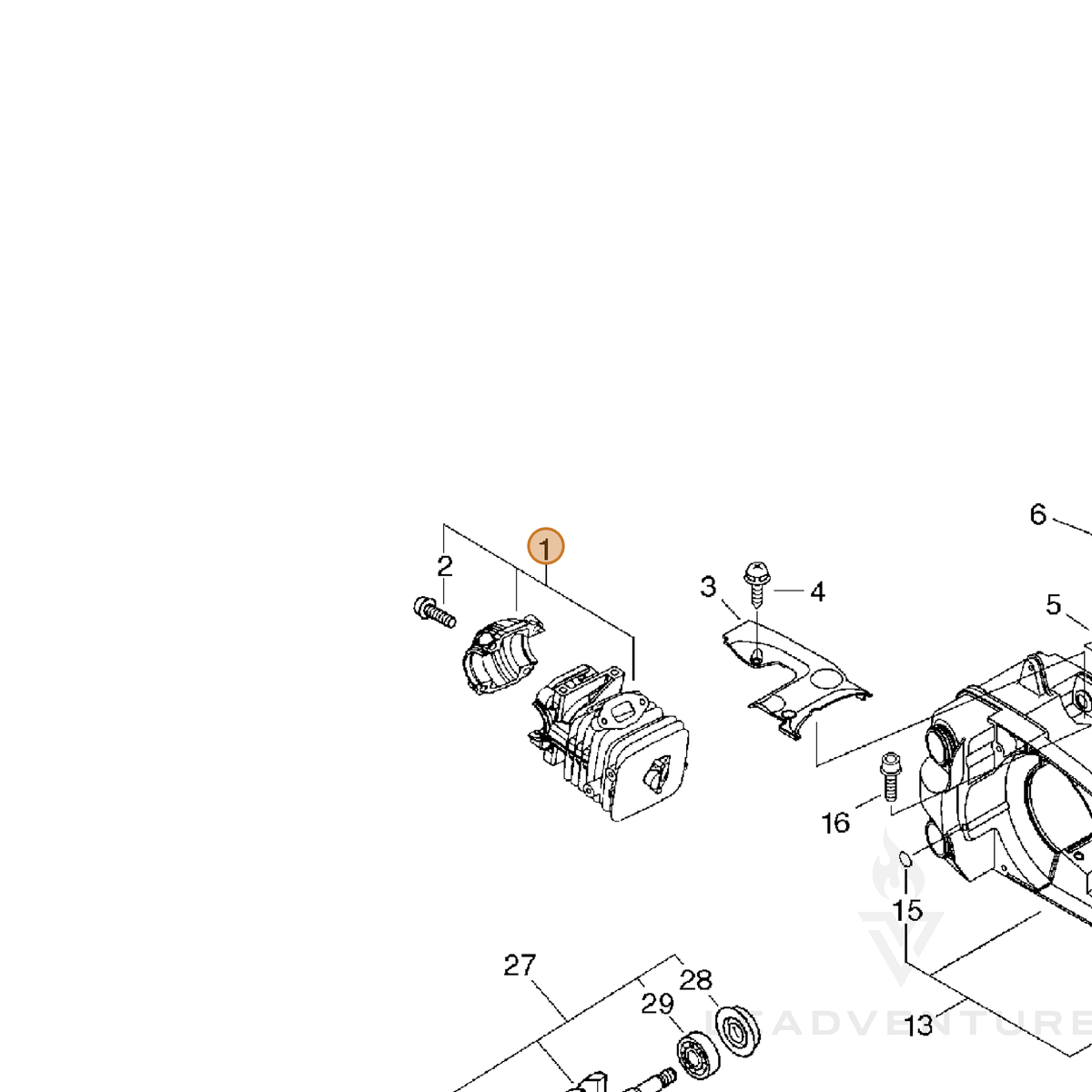 ECHO part P021009250 — IPL diagram snippet (6x zoom, amber highlight)