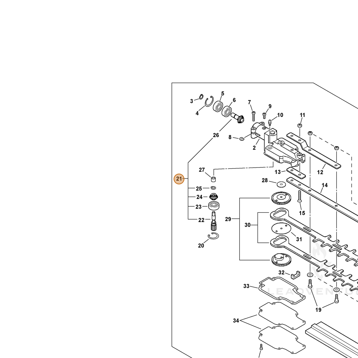 ECHO part P021009440 — IPL diagram snippet (6x zoom, amber highlight)