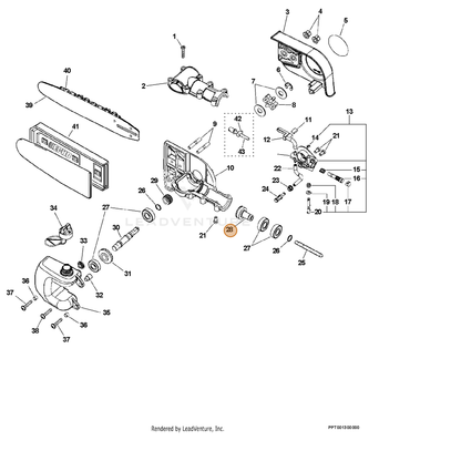 ECHO part P021009723 — IPL diagram snippet (6x zoom, amber highlight)