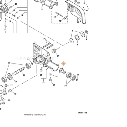 ECHO part P021009732 — IPL diagram snippet (6x zoom, amber highlight)