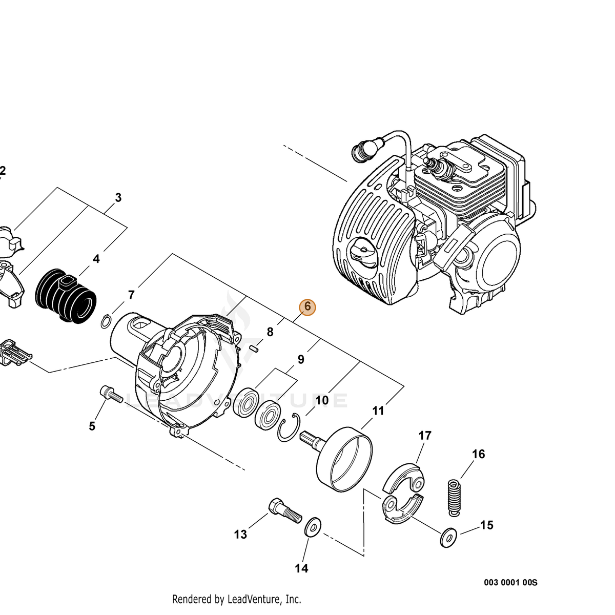 ECHO part P021009810 — IPL diagram snippet (6x zoom, amber highlight)