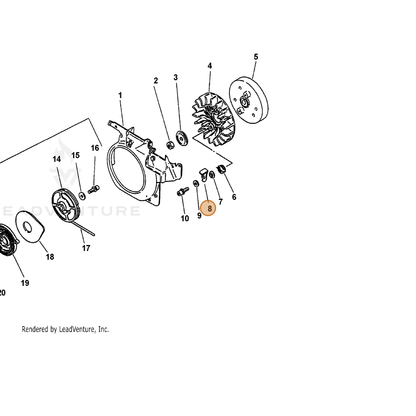ECHO part P021009872 — IPL diagram snippet (6x zoom, amber highlight)
