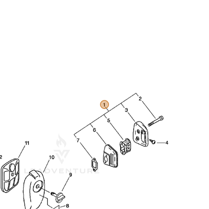 ECHO part P021009930 — IPL diagram snippet (6x zoom, amber highlight)