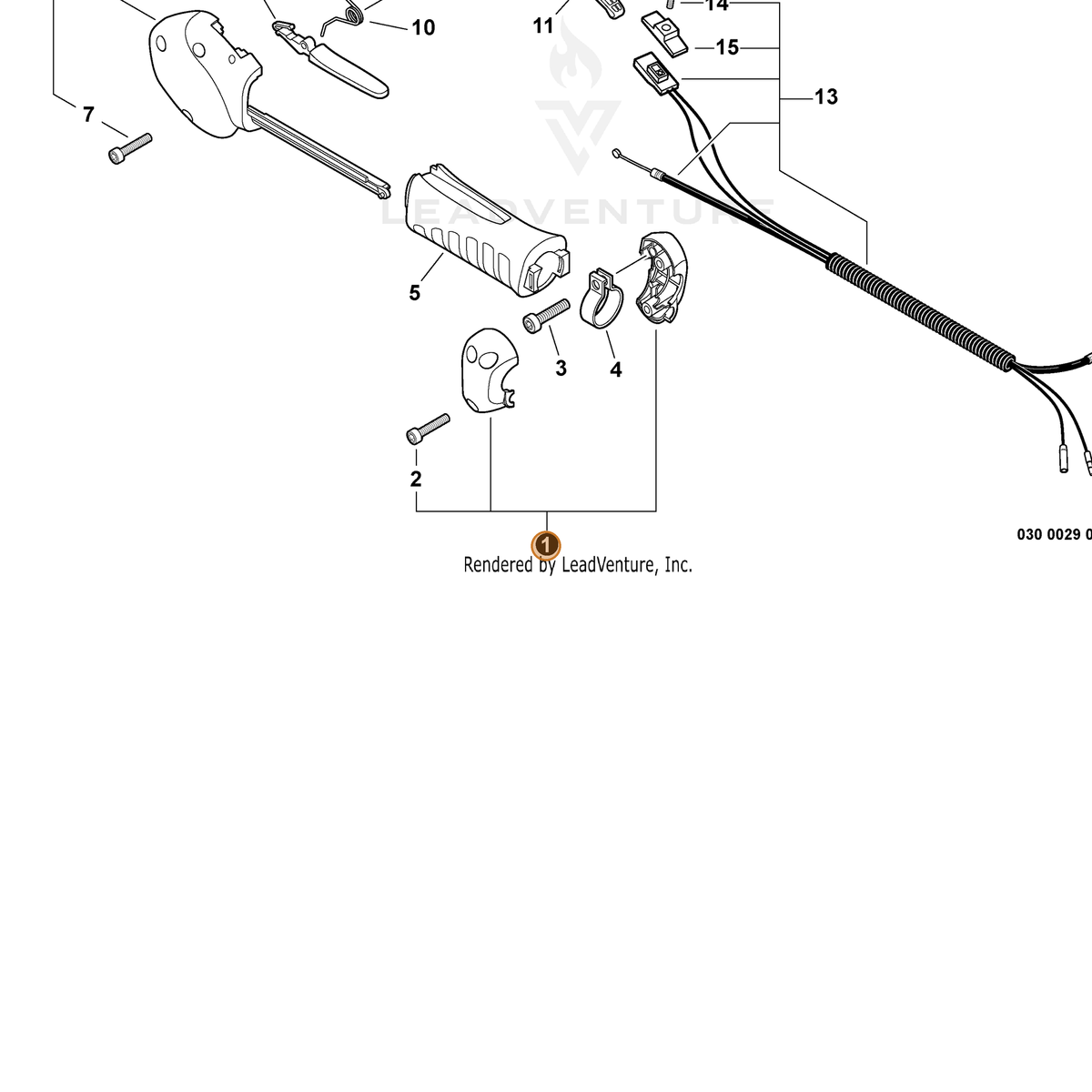 ECHO part P021009970 — IPL diagram snippet (6x zoom, amber highlight)