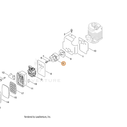 ECHO part P021010214 — IPL diagram snippet (6x zoom, amber highlight)