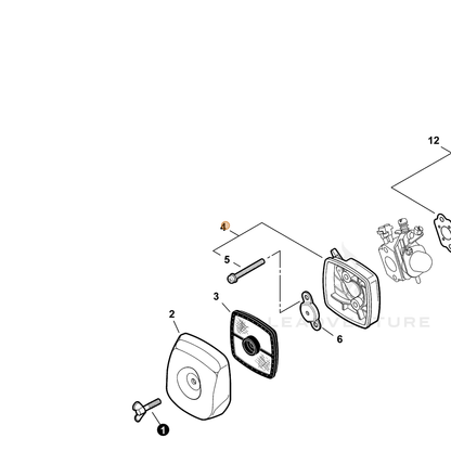 ECHO part P021010350 — IPL diagram snippet (6x zoom, amber highlight)