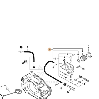 ECHO part P021010890 — IPL diagram snippet (6x zoom, amber highlight)