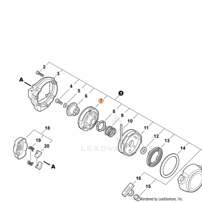 ECHO part P021011130 — IPL diagram snippet (6x zoom, amber highlight)