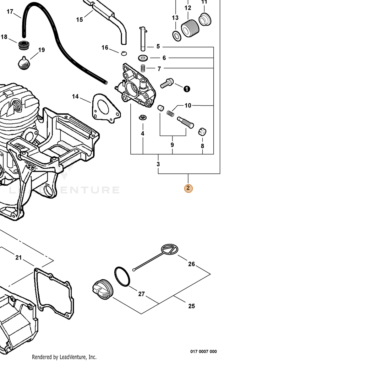 ECHO part P021011292 — IPL diagram snippet (6x zoom, amber highlight)