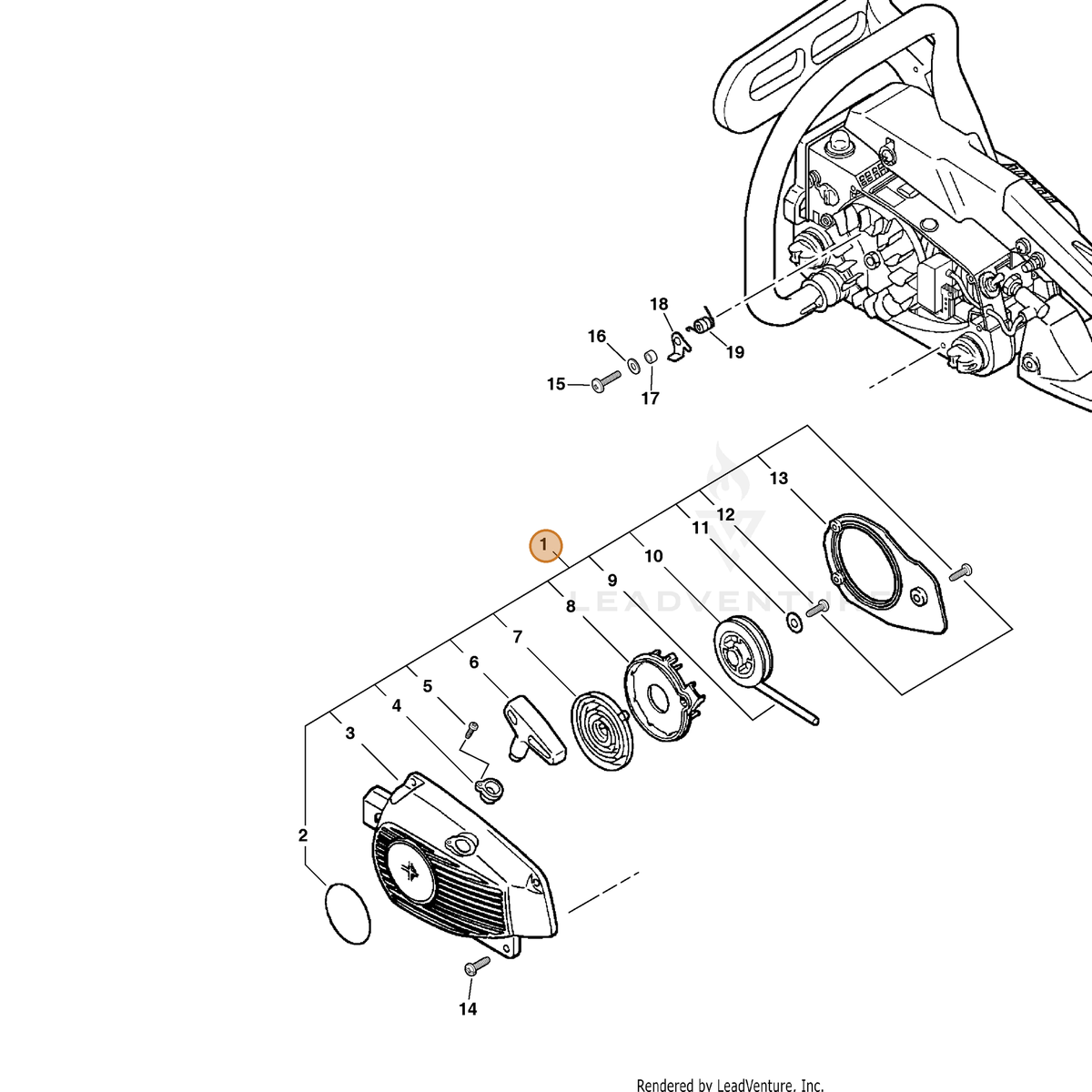 ECHO part P021011560 — IPL diagram snippet (6x zoom, amber highlight)