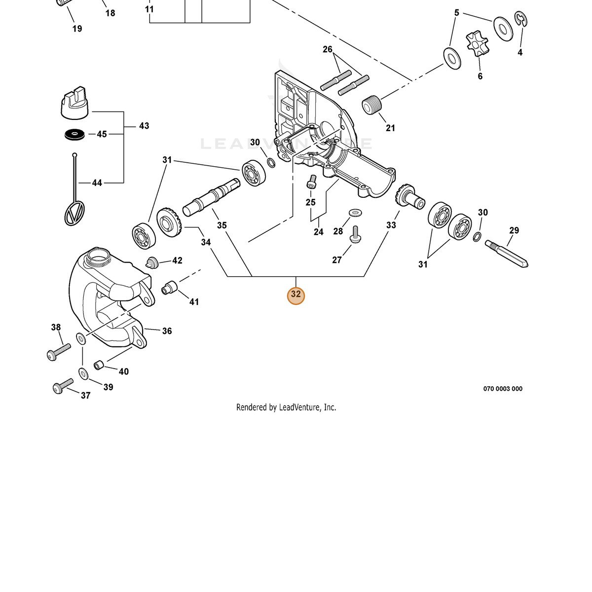 ECHO part P021011610 — IPL diagram snippet (6x zoom, amber highlight)