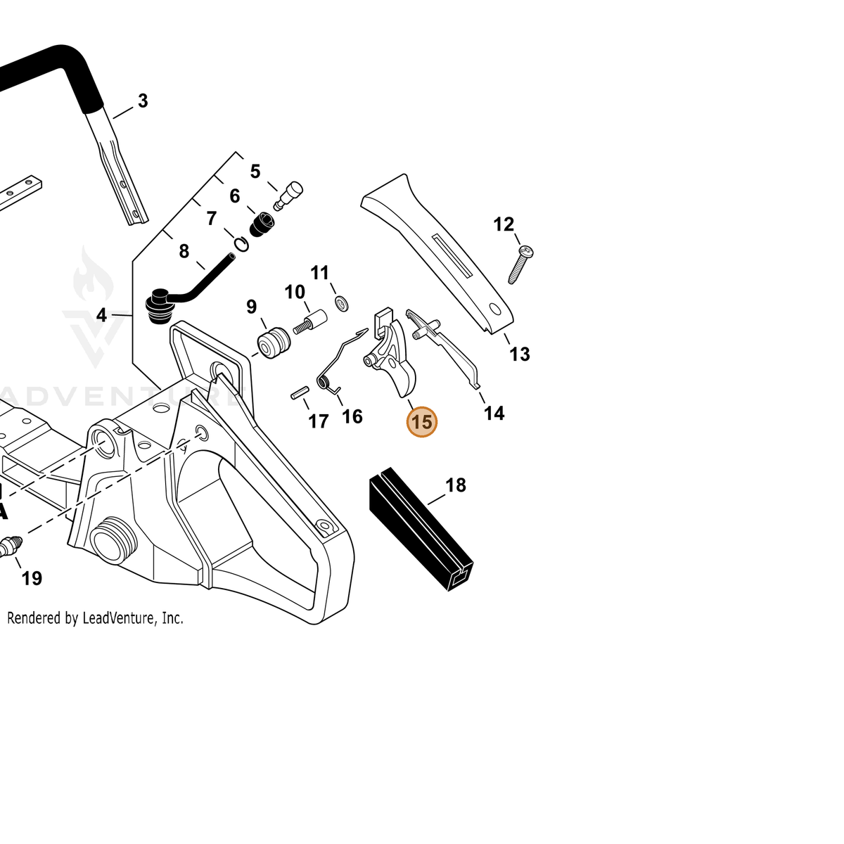 ECHO part P021012171 — IPL diagram snippet (6x zoom, amber highlight)