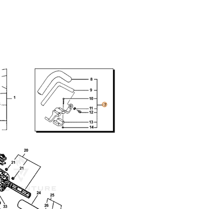 ECHO part P021012390 — IPL diagram snippet (6x zoom, amber highlight)