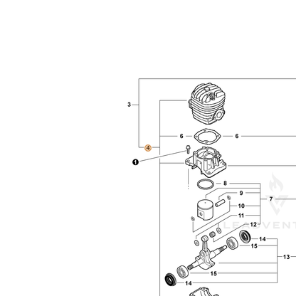 ECHO part P021012420 — IPL diagram snippet (6x zoom, amber highlight)