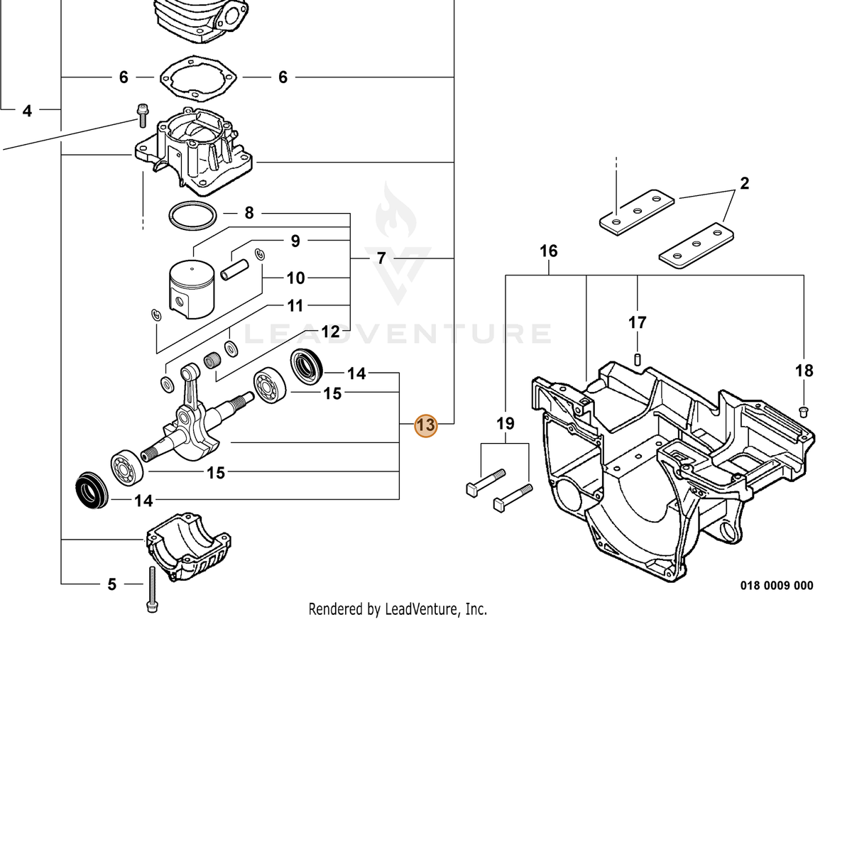 ECHO part P021012441 — IPL diagram snippet (6x zoom, amber highlight)