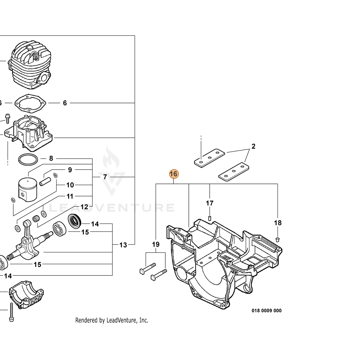 ECHO part P021012471 — IPL diagram snippet (6x zoom, amber highlight)