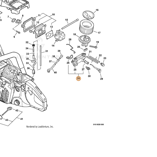 Echo part P021012491 — IPL diagram snippet (6x zoom, amber highlight)