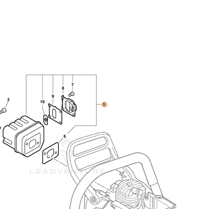 ECHO part P021012510 — IPL diagram snippet (6x zoom, amber highlight)