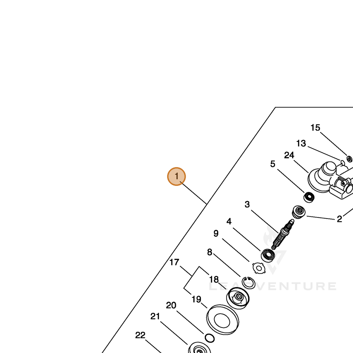 ECHO part P021012616 — IPL diagram snippet (6x zoom, amber highlight)