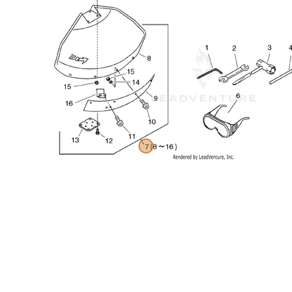 ECHO part P021012621 — IPL diagram snippet (6x zoom, amber highlight)