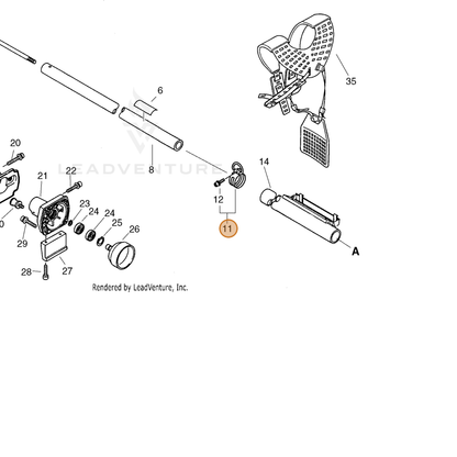 ECHO part P021012710 — IPL diagram snippet (6x zoom, amber highlight)