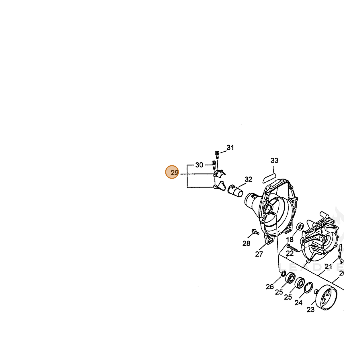 ECHO part P021012800 — IPL diagram snippet (6x zoom, amber highlight)