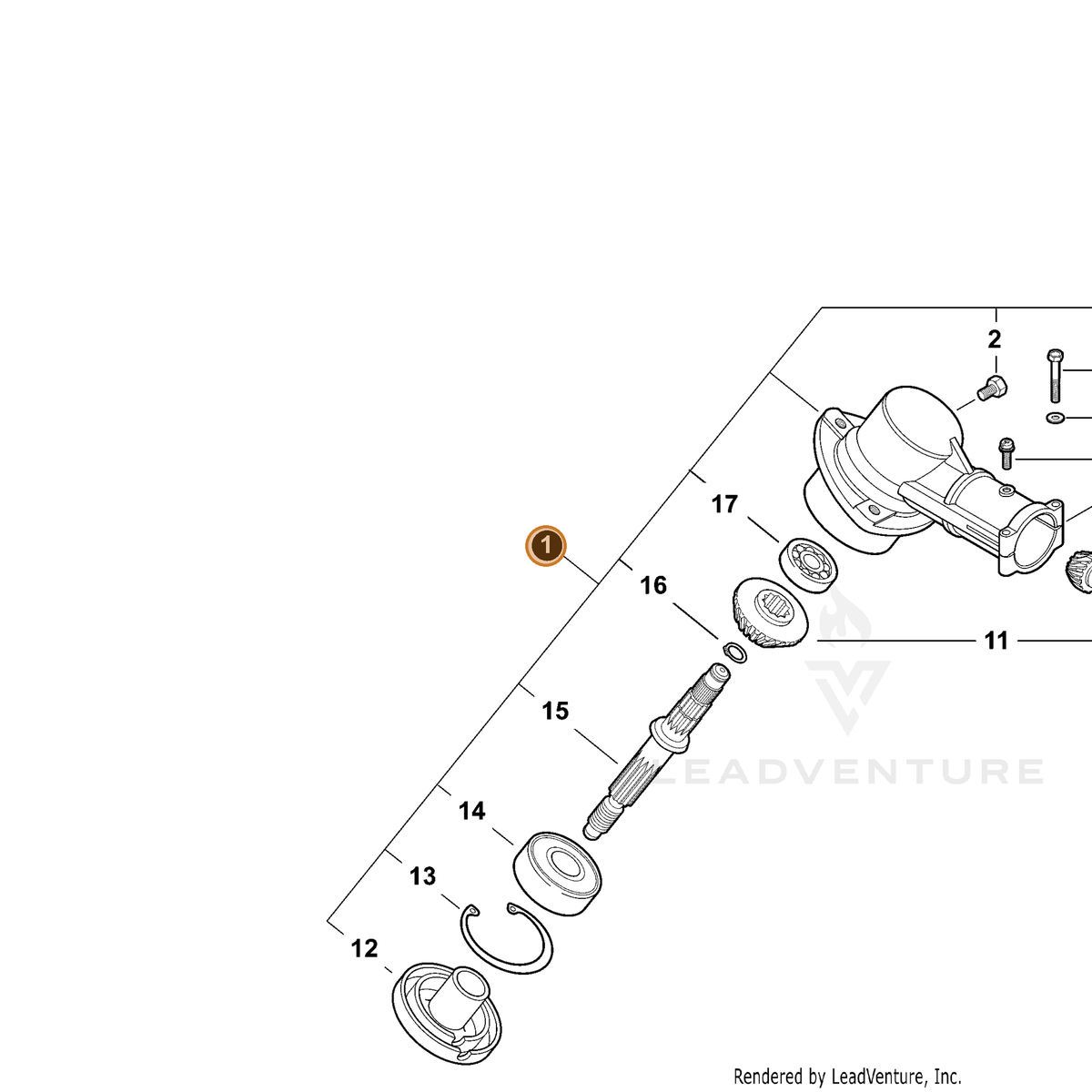 ECHO part P021013432 — IPL diagram snippet (6x zoom, amber highlight)