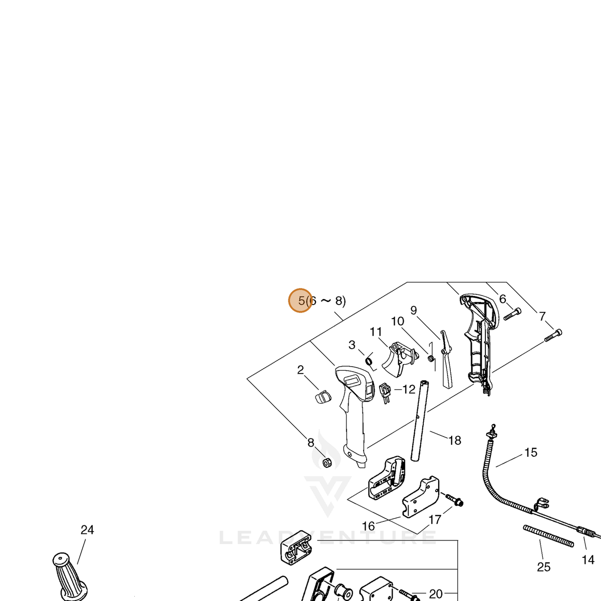 ECHO part P021013570 — IPL diagram snippet (6x zoom, amber highlight)