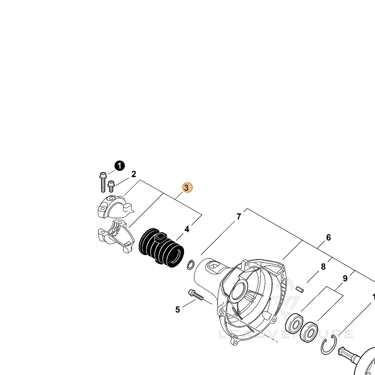 ECHO part P021013900 — IPL diagram snippet (6x zoom, amber highlight)