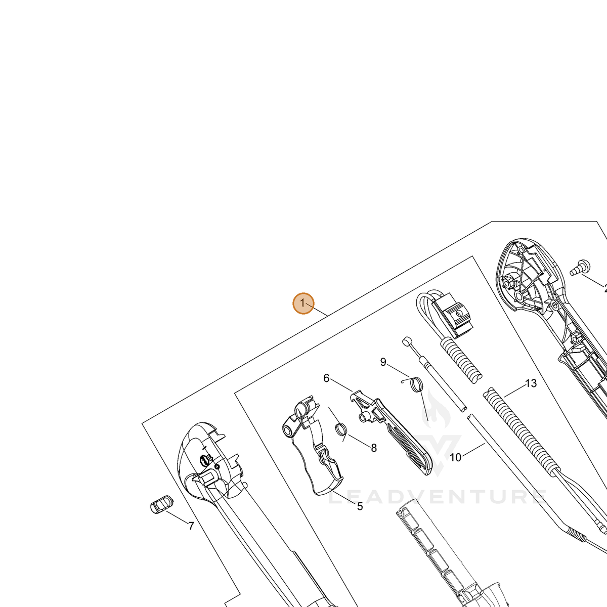 ECHO part P021014090 — IPL diagram snippet (6x zoom, amber highlight)