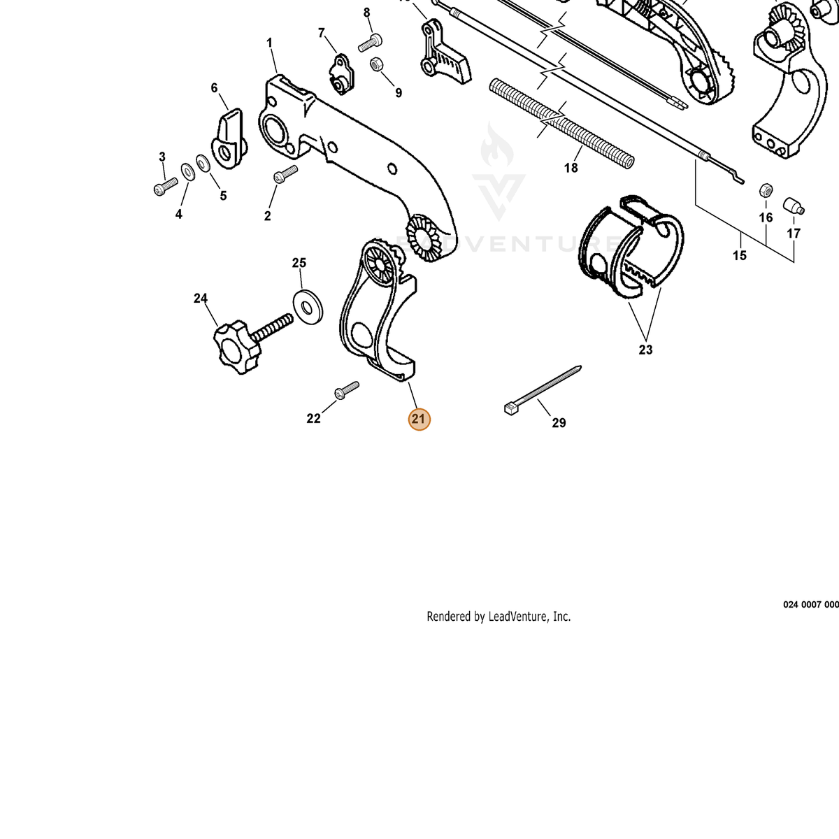 ECHO part P021014110 — IPL diagram snippet (6x zoom, amber highlight)