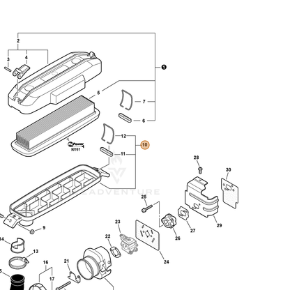 ECHO part P021014450 — IPL diagram snippet (6x zoom, amber highlight)