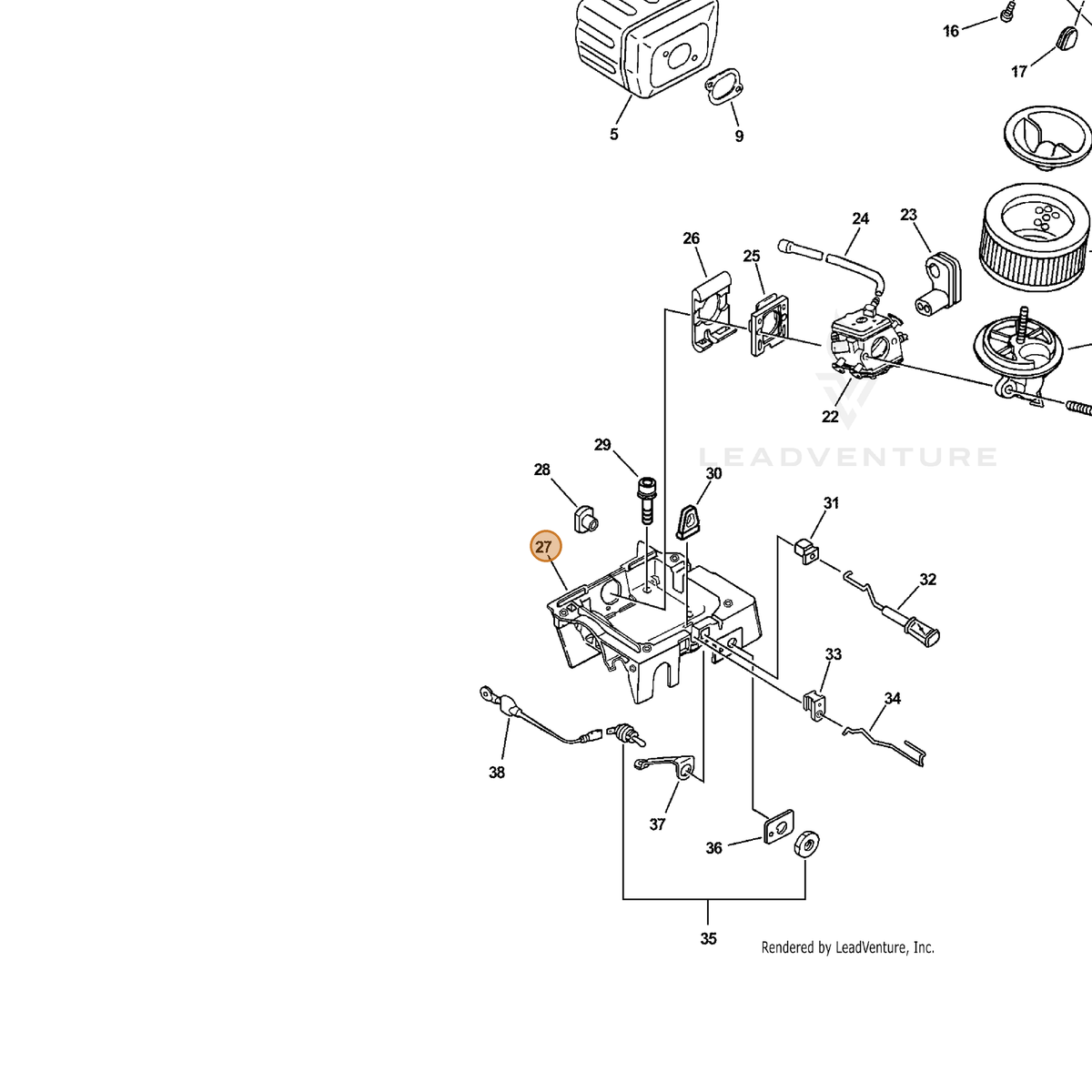 ECHO part P021014560 — IPL diagram snippet (6x zoom, amber highlight)