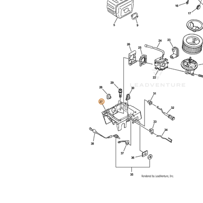 ECHO part P021014560 — IPL diagram snippet (6x zoom, amber highlight)