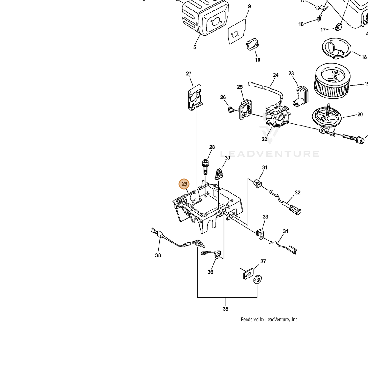 ECHO part P021014570 — IPL diagram snippet (6x zoom, amber highlight)