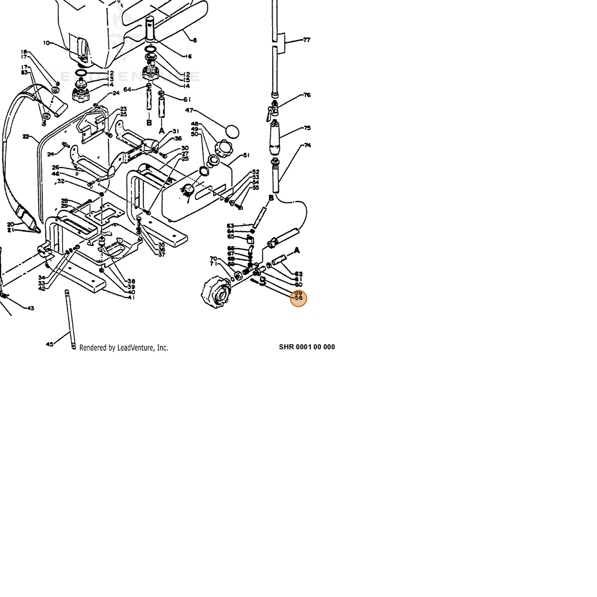 ECHO part P021014800 — IPL diagram snippet (6x zoom, amber highlight)