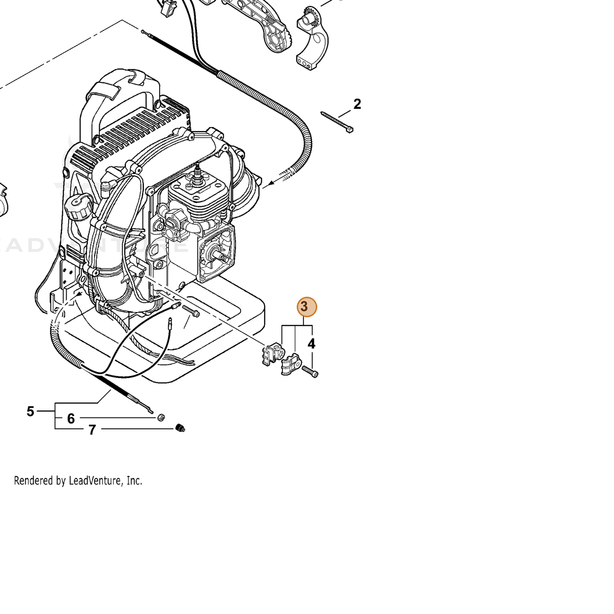ECHO part P021015010 — IPL diagram snippet (6x zoom, amber highlight)